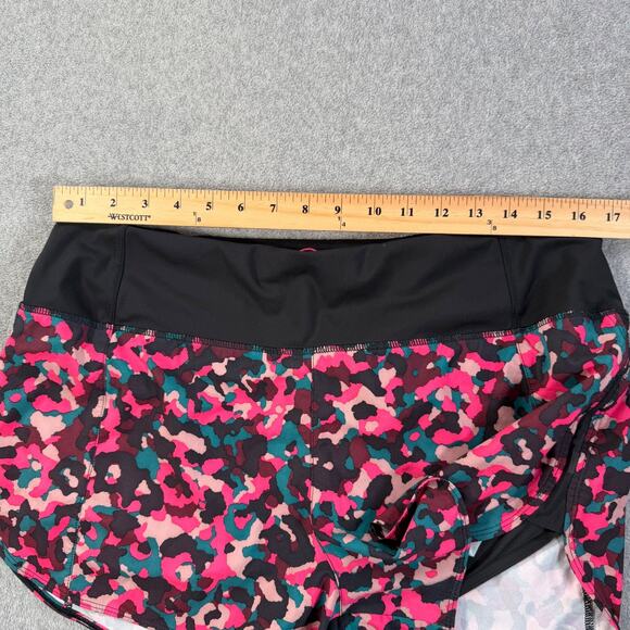 Athleta Running Free Printed Shorts Women's Large 3.5" Inseam Pink Black Teal - Picture 4 of 8